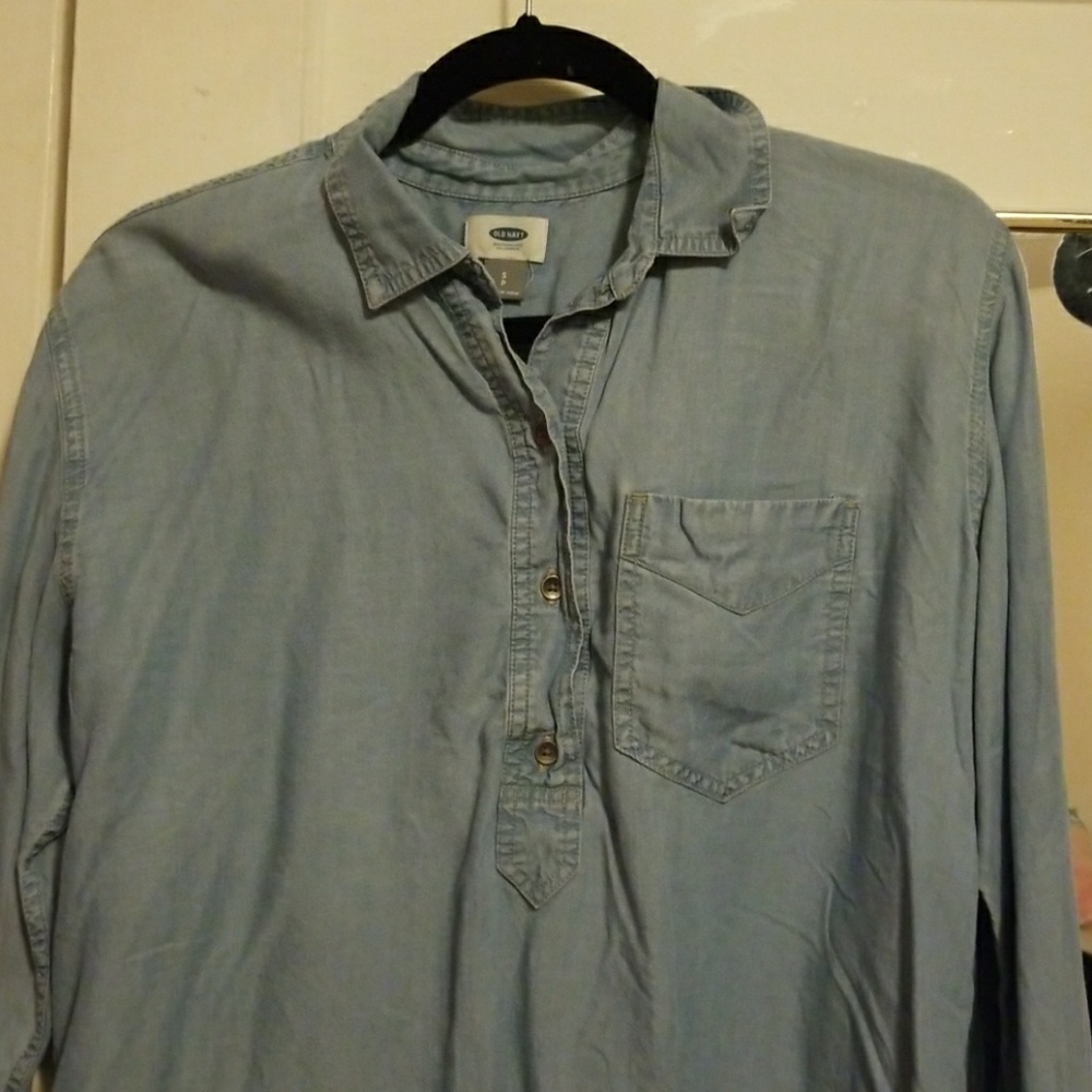 Denim long sleve button up